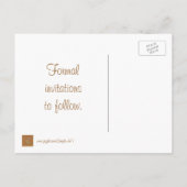 Bewaar de datum bruiloft briefkaarten, Morning Glo Aankondigingskaart (Achterkant)