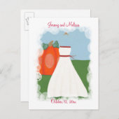 Bewaar de datum bruiloft Briefkaarten, Princess Br Aankondigingskaart (Voorkant / Achterkant)