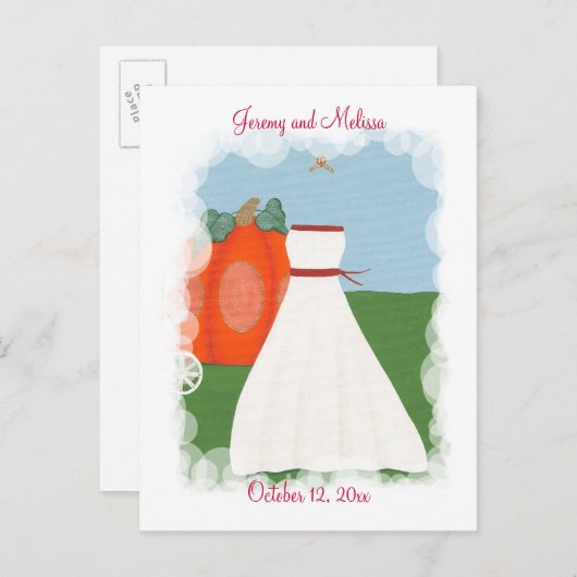 Bewaar de datum bruiloft Briefkaarten, Princess Br Aankondigingskaart (Voorkant / Achterkant)