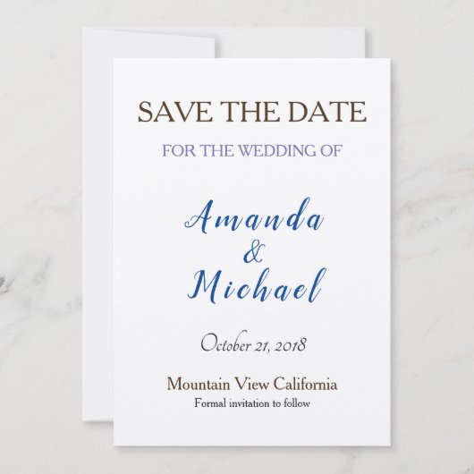 Bewaar de datum Bruiloft Champagne Shimmer Klassie Save The Date (Voorkant)