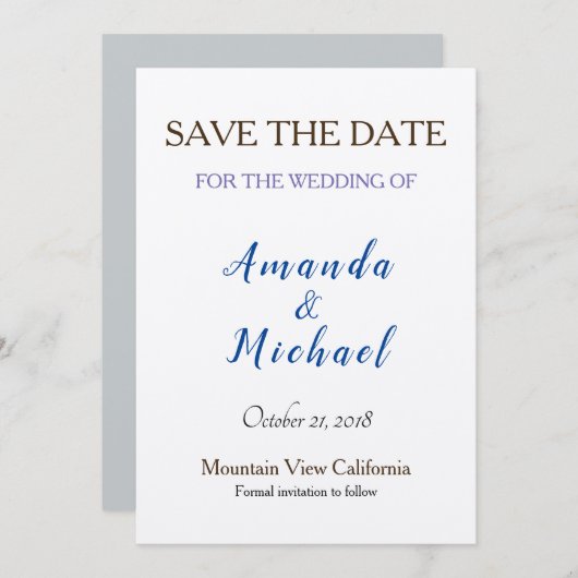 Bewaar de datum Bruiloft Champagne Shimmer Klassie Save The Date (Voorkant / Achterkant)