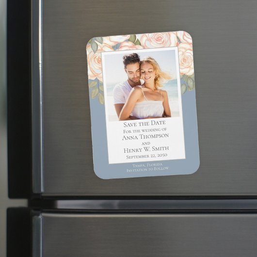 Bewaar de datum bruiloft elegant modern stoffig bl magneet