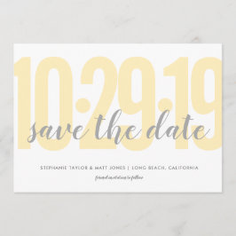 Bewaar de datum, bruiloft, geel save the date