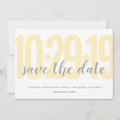 Bewaar de datum, bruiloft, geel save the date (Voorkant)