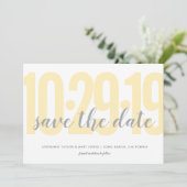Bewaar de datum, bruiloft, geel save the date (Staand voorkant)