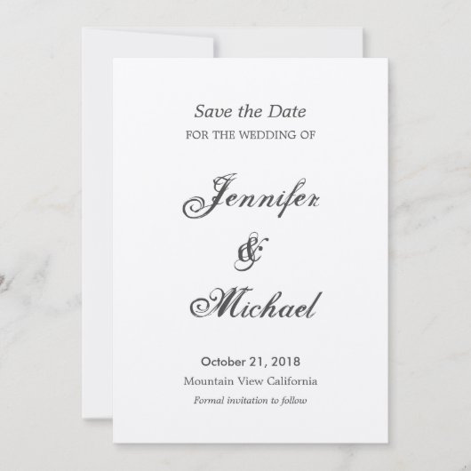 Bewaar de datum Bruiloft Handschrift Uniek Klassie Save The Date (Voorkant)