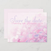 Bewaar de datum bruiloft hortensia paarse roze kaa aankondigingskaart (Voorkant / Achterkant)