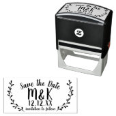 Bewaar de datum Bruiloft Laurel Wreath Zelfinktende Stempel (In situ)