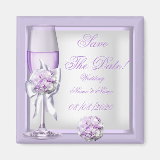 Bewaar de datum Bruiloft Lavendel Paarse Lila 3 Magneet