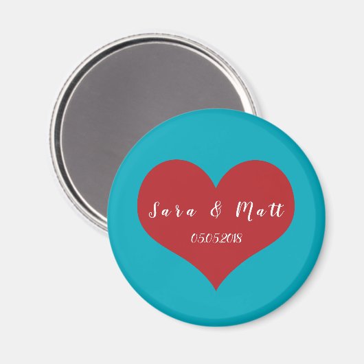 Bewaar de datum bruiloft magneten | blauw + rood h (Voorkant / Achterkant)