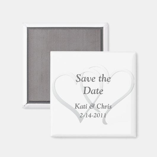 Bewaar de datum Bruiloft magneten twee harten (Voorkant / Achterkant)
