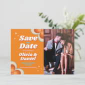 Bewaar de datum Bruiloft Retro  jaren 1970 Foto Save The Date (Staand voorkant)