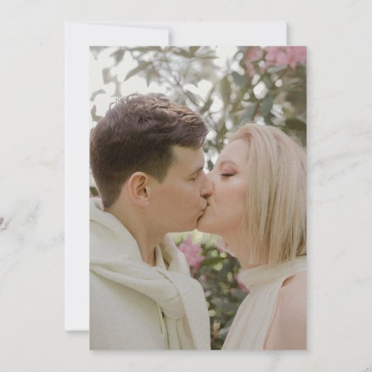 Bewaar de datum bruiloft roze bloesem save the date (Achterkant)