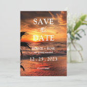 BEWAAR DE DATUM BRUILOFT STRAND ZONSONDERGANG KAART (Staand voorkant)