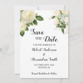 Bewaar de datum bruiloft witte bloemen kaart (Voorkant)