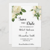 Bewaar de datum bruiloft witte bloemen kaart (Voorkant / Achterkant)