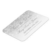Bewaar de datum Bruiloft Zilveren Bokeh Sparkle Li Magneet (Linkerzijde)