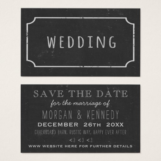 Bewaar de datum Budget Chalkboard Trouwkaarten Visitekaartjes (Voorkant /achterkant)