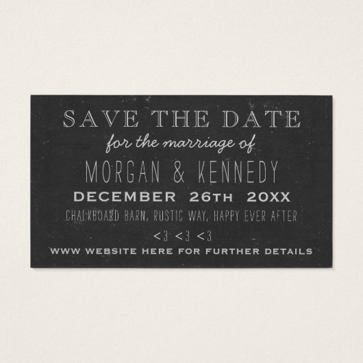 Bewaar de datum Budget Chalkboard Trouwkaarten Visitekaartjes (Achterkant)