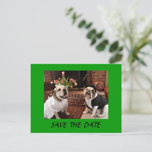 BEWAAR DE DATUM Bulldogs Aankondigingskaart (Staand voorkant)