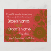 Bewaar de datum Caramel Cafe Floral Goji Berry Red Aankondigingskaart (Achterkant)