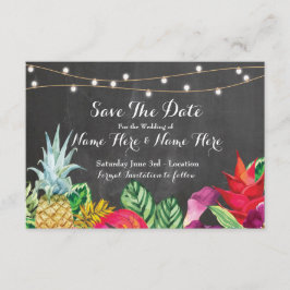 Bewaar de datum Chalk Rustic Aloha Tropical Lights Save The Date