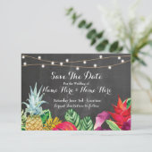 Bewaar de datum Chalk Rustic Aloha Tropical Lights Save The Date (Staand voorkant)