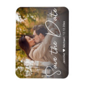 bewaar de datum chic wit handschrift koppel foto magneet (Verticaal)
