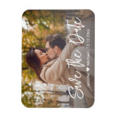 bewaar de datum chic wit handschrift koppel foto magneet (Verticaal)