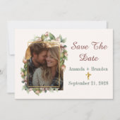 Bewaar de datum Christelijk kruis bloemrijke boog Save The Date (Voorkant)
