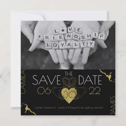 Bewaar de datum Claddagh Goud Save The Date (Achterkant)