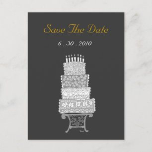 Bewaar de datum Classic Black Wedding Cake Briefka Aankondigingskaart
