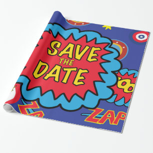 Bewaar de datum Comic Heroes Cadeaupapier