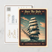 Bewaar de datum | Connecticut uitnodigingsansichtk Briefkaart (Voorkant / Achterkant)