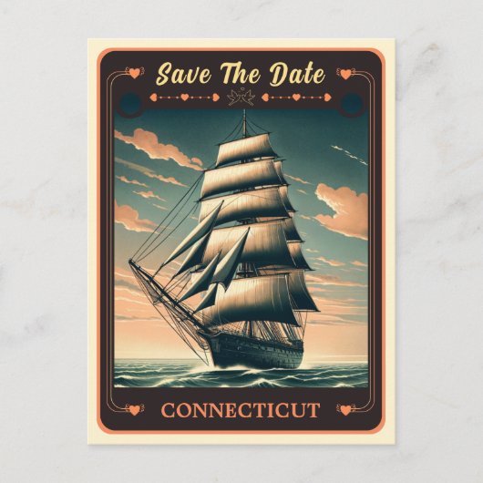 Bewaar de datum | Connecticut uitnodigingsansichtk Briefkaart (Voorkant)