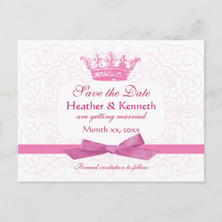 Bewaar de datum Crown Pink Aankondigingskaart