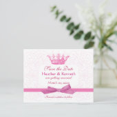 Bewaar de datum Crown Pink Aankondigingskaart (Staand voorkant)