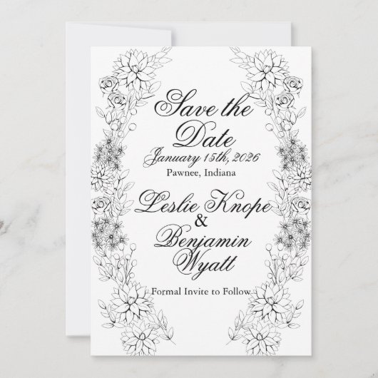 Bewaar de datum Dahlia Krans Save The Date (Voorkant)