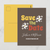 Bewaar de datum Daisy Groovy bloem Briefkaart (Voorkant / Achterkant)