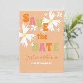 Bewaar de datum Daisy Groovy bloemig Lime Roze  Kaart (Staand voorkant)