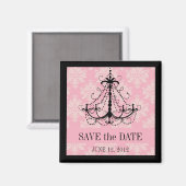 Bewaar de datum Damask Kroonluchter Trouwmagneten Magneet (Voorkant / Achterkant)