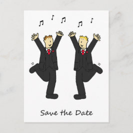 Bewaar de datum Dansende Mannelijke Paar Aankondigingskaart