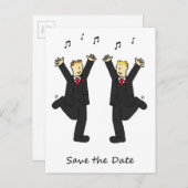 Bewaar de datum Dansende Mannelijke Paar Aankondigingskaart (Voorkant / Achterkant)