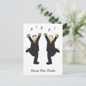 Bewaar de datum Dansende Mannelijke Paar Aankondigingskaart (Staand voorkant)