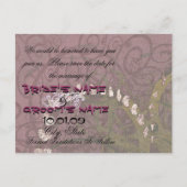 Bewaar de datum Deep Paarse Hearts - Aankondigingskaart (Achterkant)