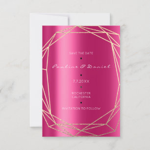 Bewaar de datum diamant goud fuchsia zwart monogra save the date