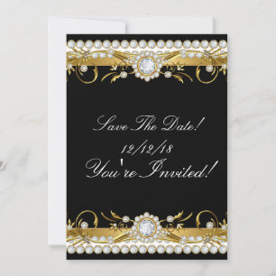 Bewaar de datum Diamant Goud Zwart Alle gelegenhed Save The Date