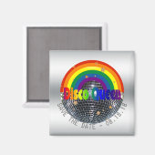 Bewaar de datum Disco Queen Retro Rainbow Party Magneet (Voorkant / Achterkant)