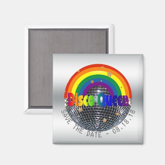 Bewaar de datum Disco Queen Retro Rainbow Party Magneet (Voorkant / Achterkant)