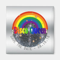 Bewaar de datum Disco Queen Retro Rainbow Party